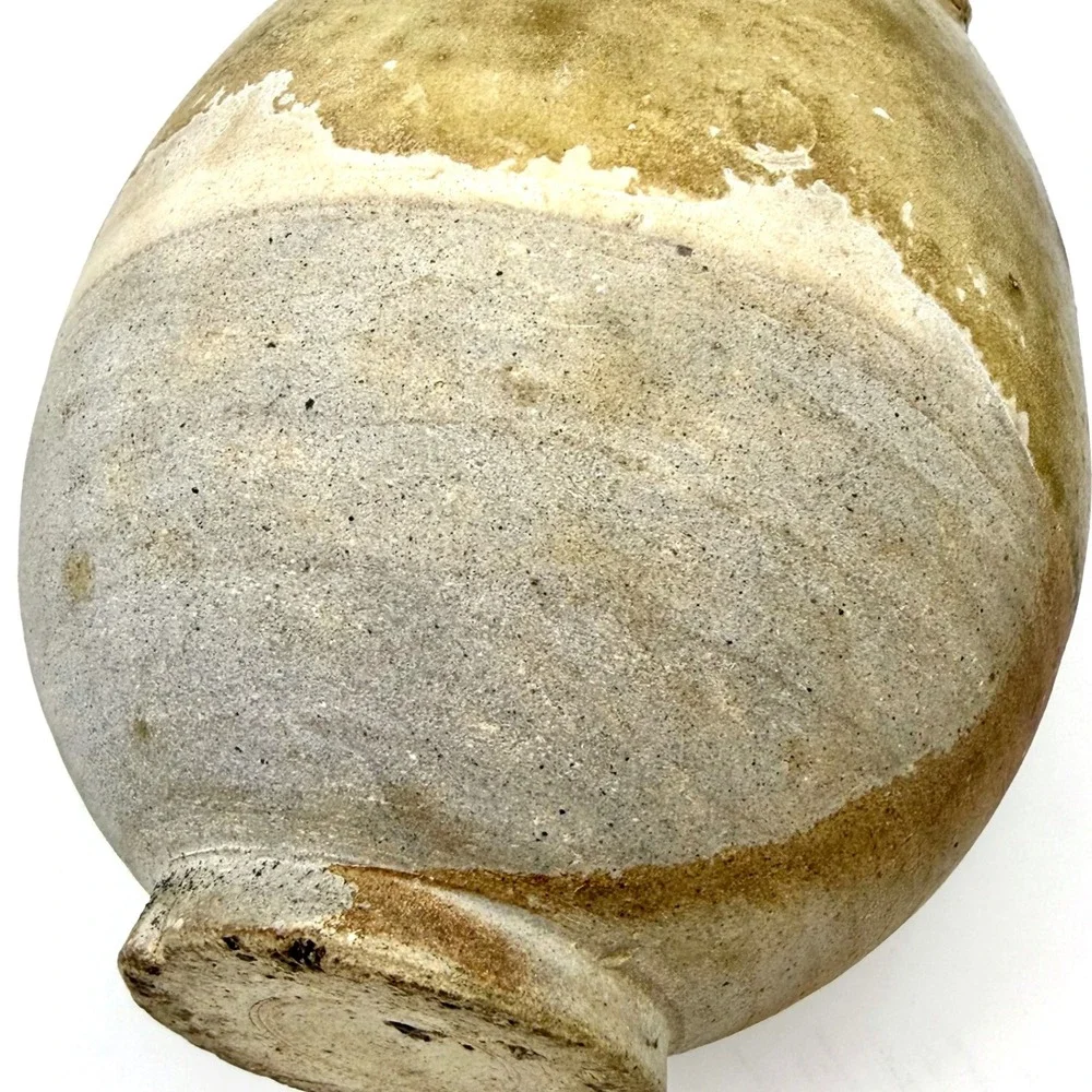 Reproduction Chinese Lug Jar Stoneware Wabi Sabi Green Crackle Glaze‎